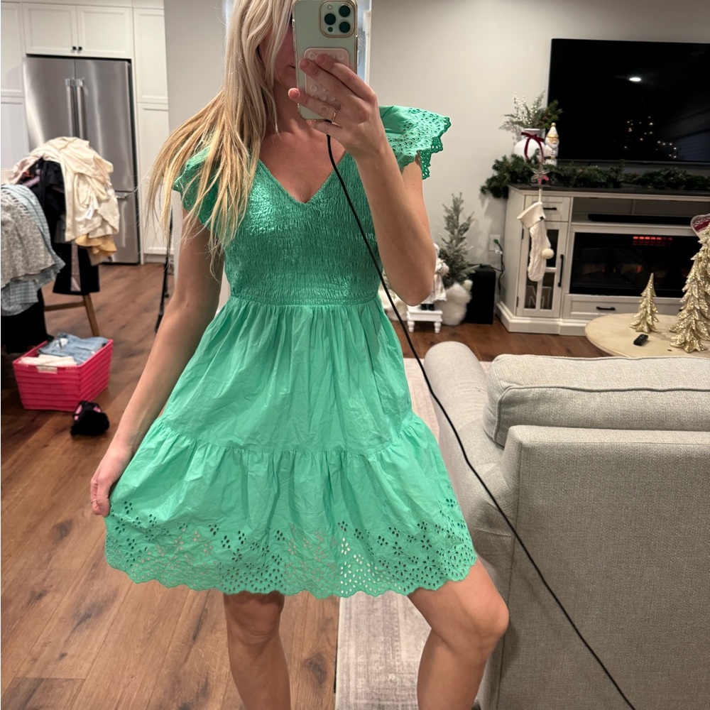 Green Gap Eyelet Dress Size Medium